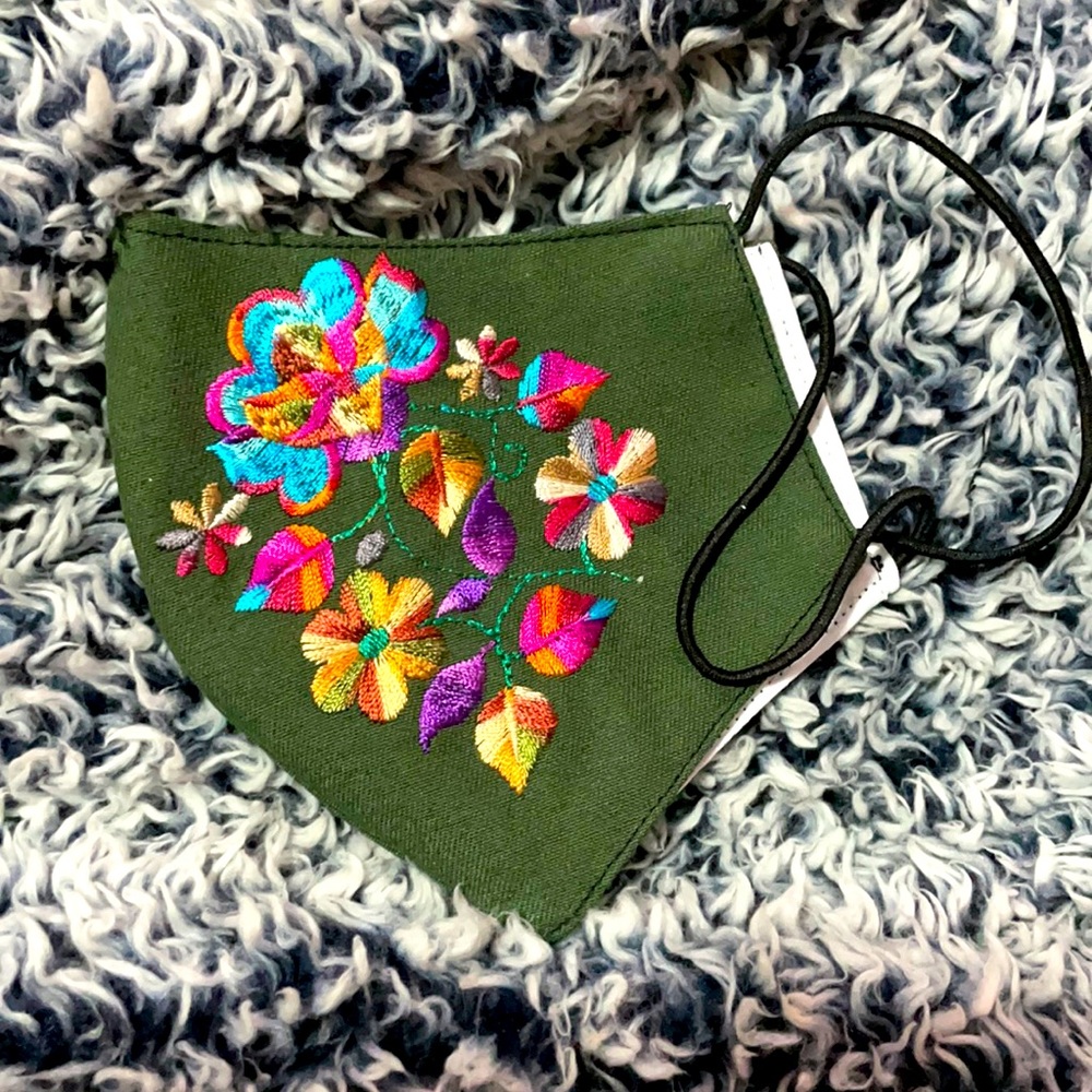 2 x $20- Face Mask- 🌸Floral Hand Embroidered